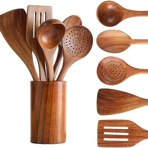 6PCS Wood Kitchenware Cooking  - Kitchen Gadgets Under 100 recension och pris