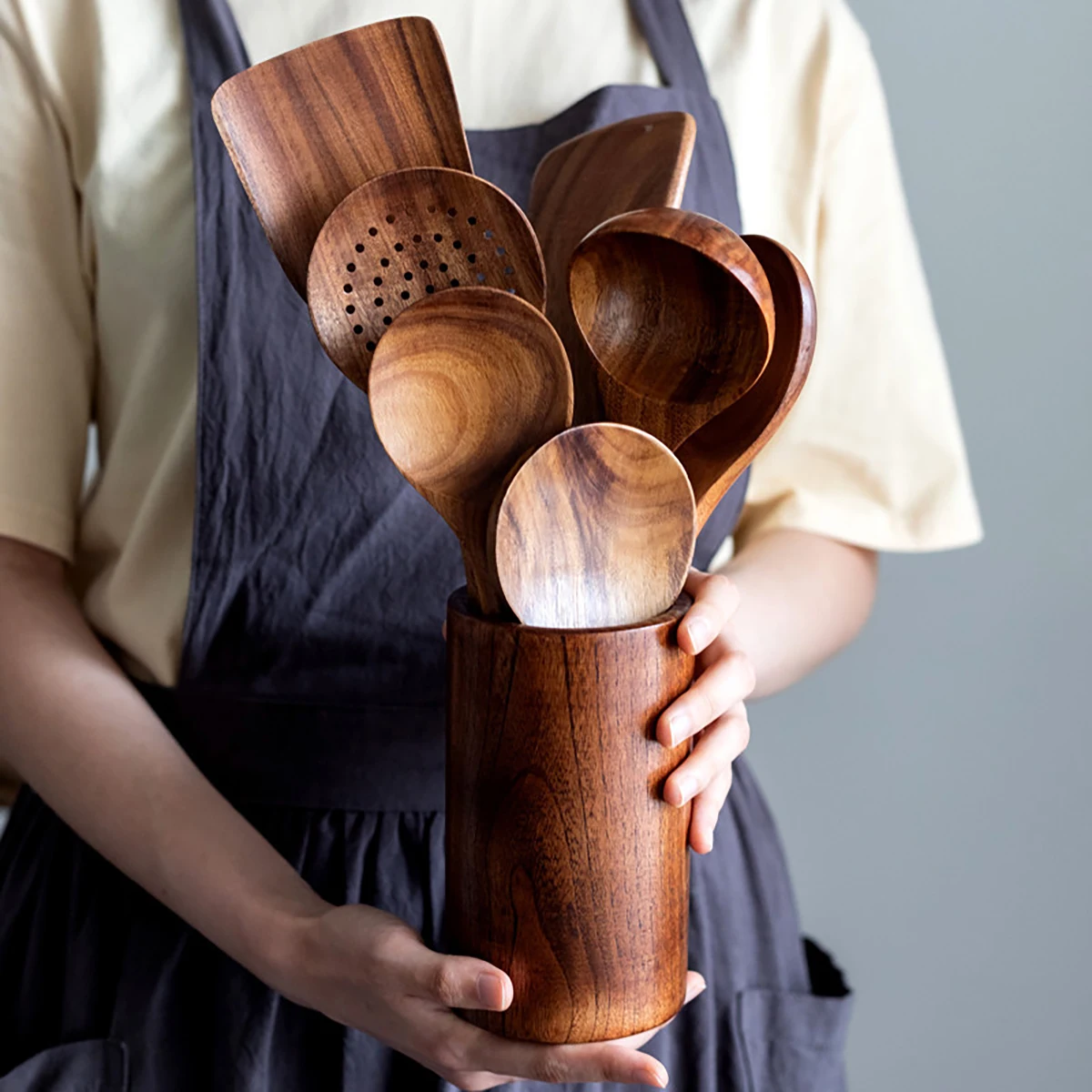 6PCS Wood Kitchenware Cooking  - Kitchen Gadgets Under 100 recension och pris