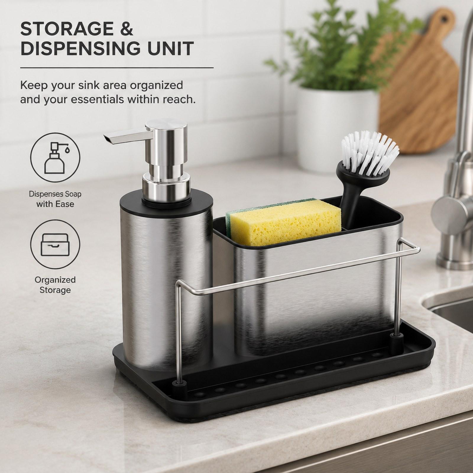 Kitchen Soap Dispenser Set Bru - Kitchen Gadgets Dispenser Brush Holder recension och pris